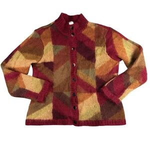 Talbots Caridgan Sweater Womens M PETITE Mohair Blend Up Soft Cozy Grandmacore